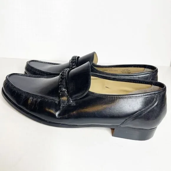 NEW Vintage Nunn Bush 10.5M Black Moc Toe Loafers Leather Dress Shoes - Picture 4 of 8